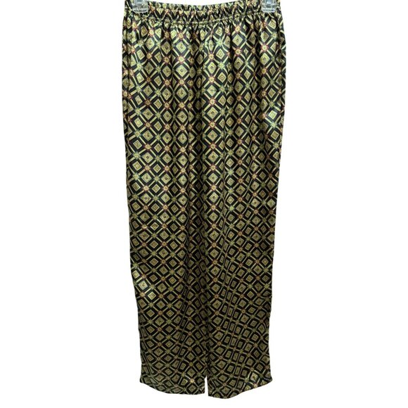 Victoria's Secret Vtg Black Gold Kimono Robe & Pajama Set Retro Old Time Glamour - Picture 6 of 11